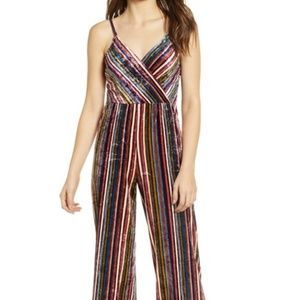HIATUS Stripe Velvet Jumpsuit
